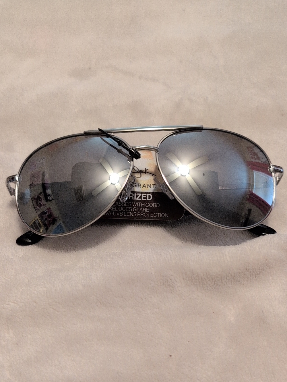 NWT Panama Jack Silver Aviator Polarized Gray Mirrored Sunglasses